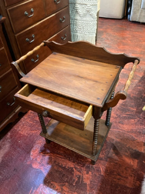 Antique One Drawer Shelf on Bottom Brown Table