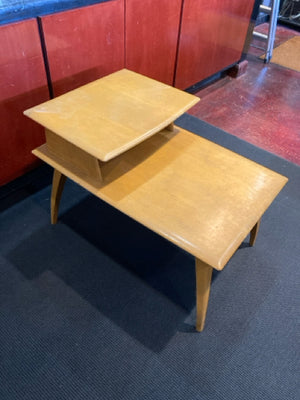 Heywood Wakefield End Wood Tiered Mid Century Tan Table