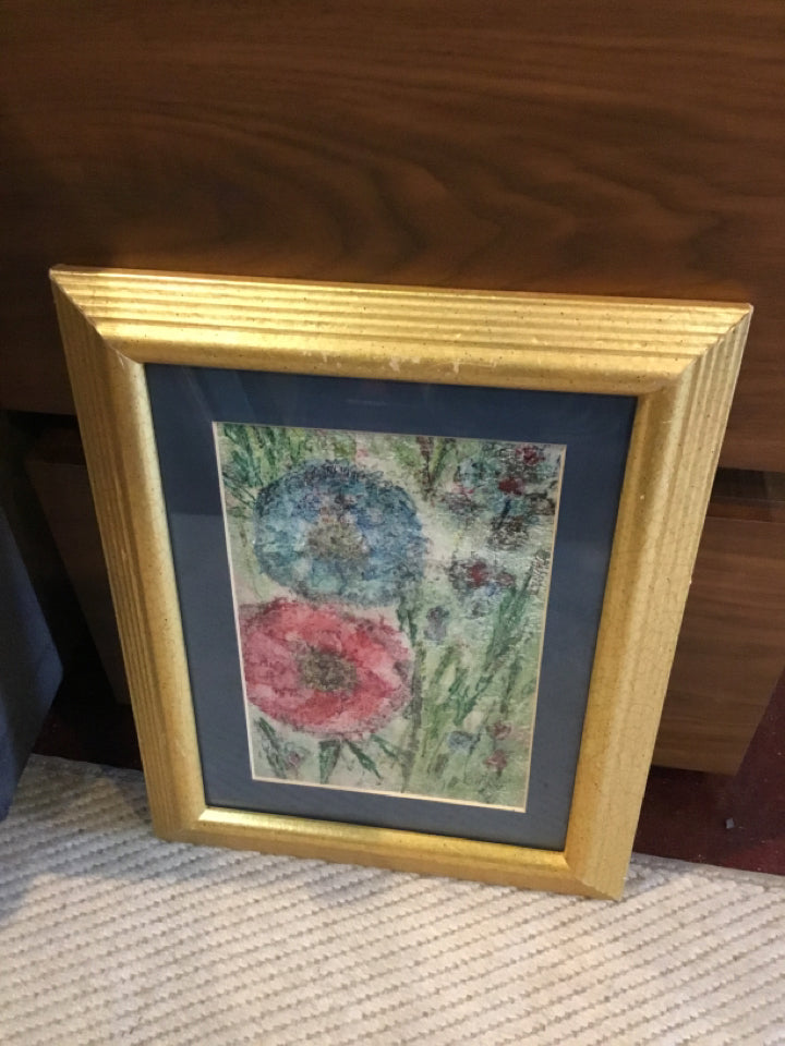 Green/Pink Flowers Framed Art