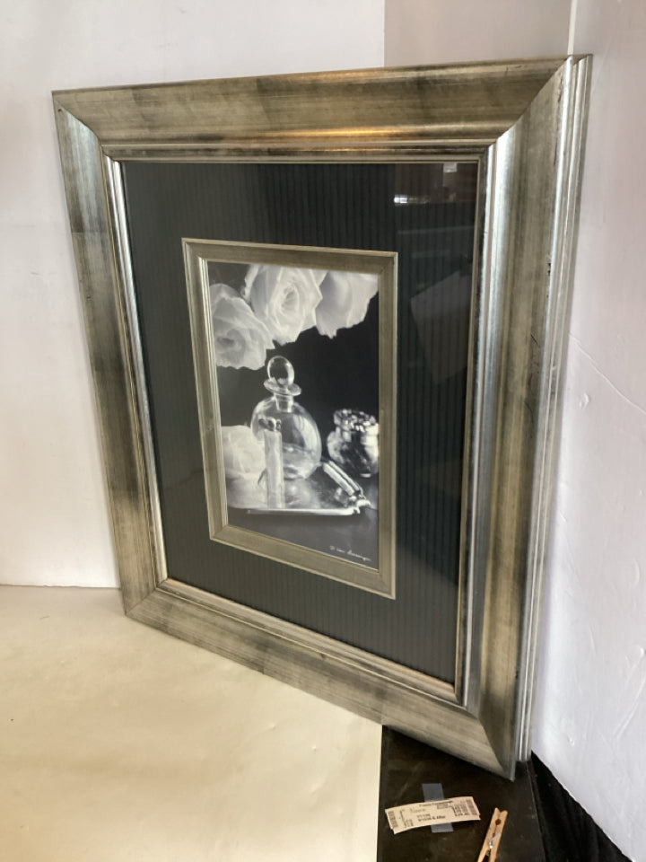 Black/White Perfume Bottle Framed Art