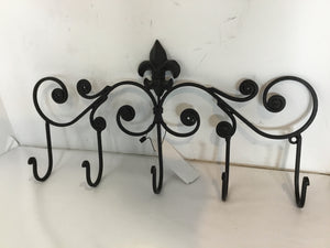 Hanging Iron Fleur de Lis Black Wall Hook