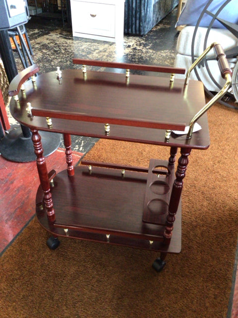 Bar Wood/Metal Brown/Gold Cart