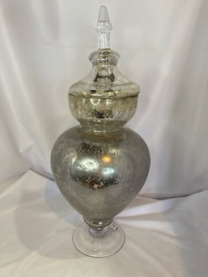 Silver Mercury Glass Lidded Urn