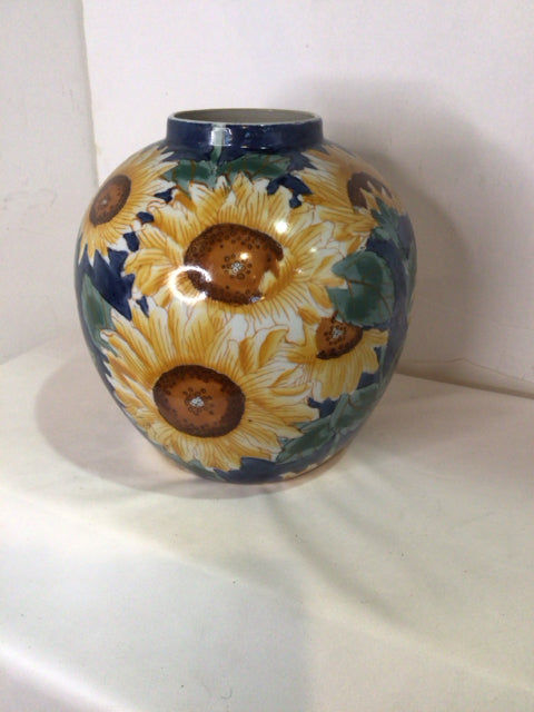 Yellow/Blue Ceramic Sunflower Vase