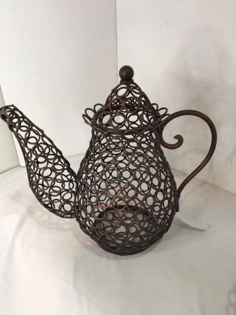 Rust Metal Tea Pot Figurine
