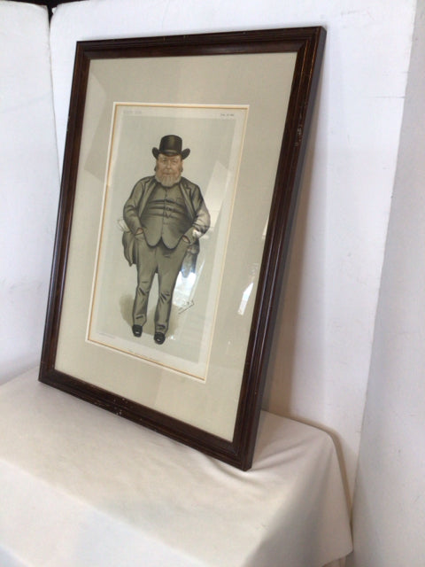 Lithograph Black/Cream Man Framed Art