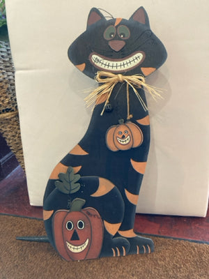 Halloween Black Wood Sign Cat Holiday Item
