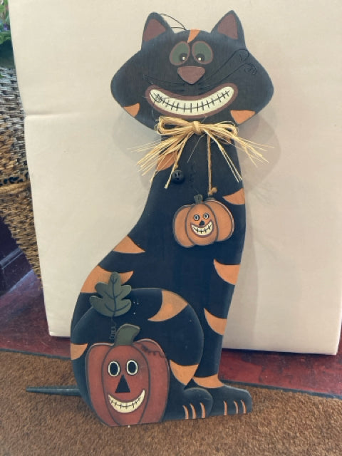 Halloween Black Wood Sign Cat Holiday Item
