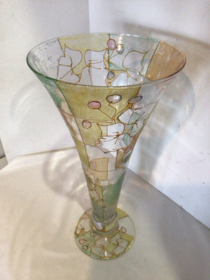 Signed Gold/Clear Glass Vase