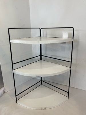 White/Black Wood/Metal Corner Shelf