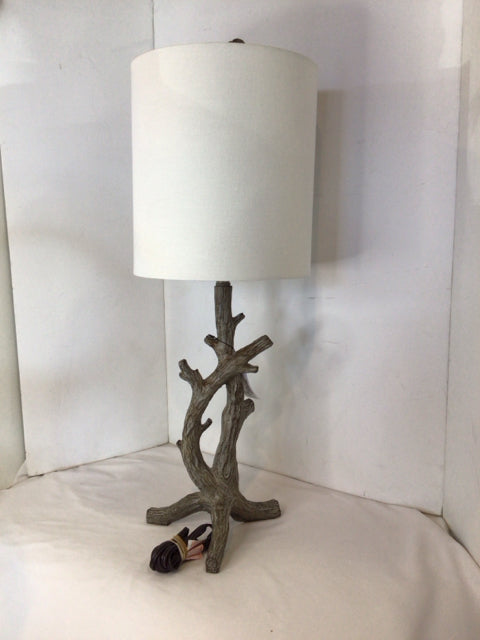 Brown/White Resin Tree Branch Lamp
