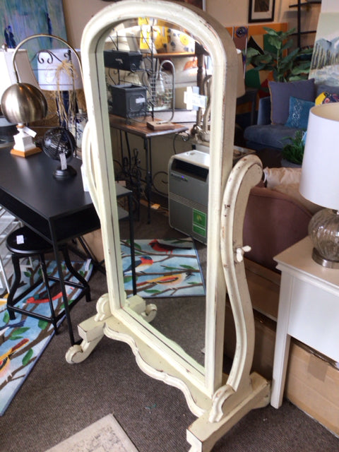 Vintage White Wood Free Standing Mirror
