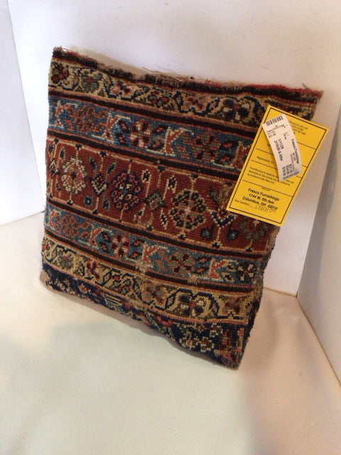 Bohemian Blue/Red Carpet Covered Pillow