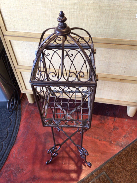 Bronze Metal Standing Bird Cage