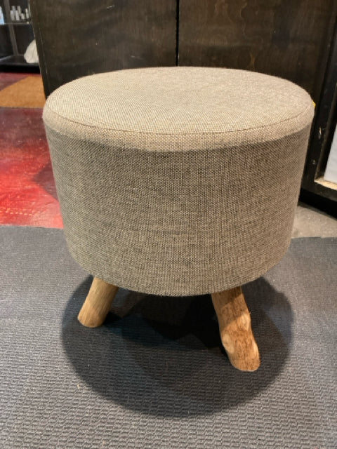 Upholstered Round Black/White Ottoman