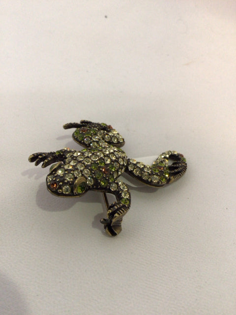 Kirk's Folly Green Frog Rhinestone Pin