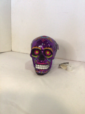 Halloween Purple Glass Light up Skull Holiday Item