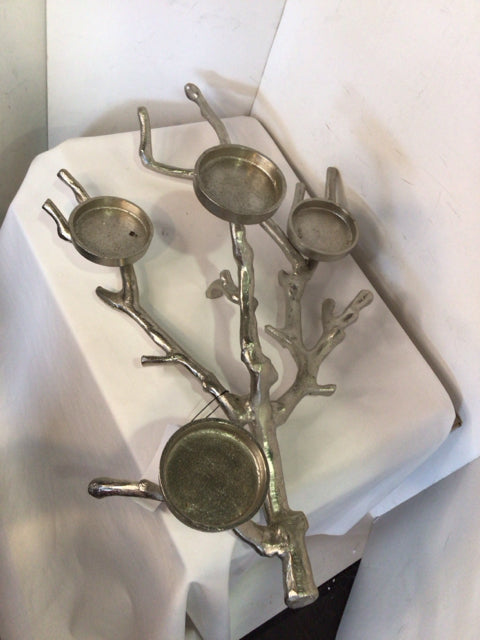 Silver Metal Branches Candle Holder