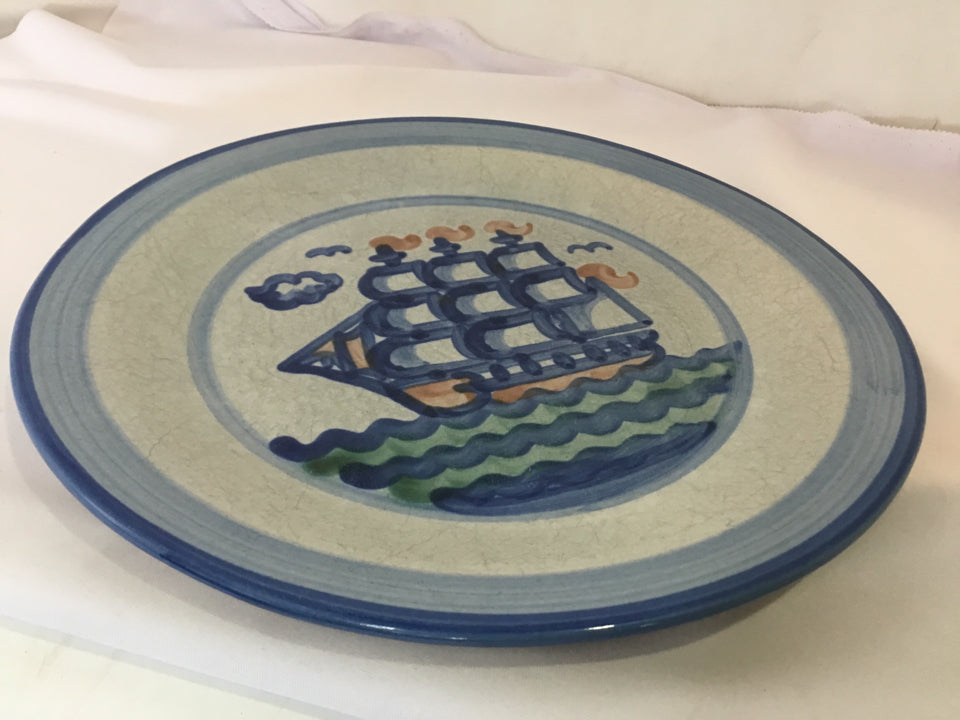 M.A. Hadley Gray/Blue Pottery Dinner Plate