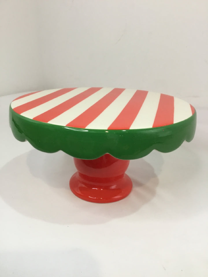 Plate Stand Red/Green Ceramic Holiday Item