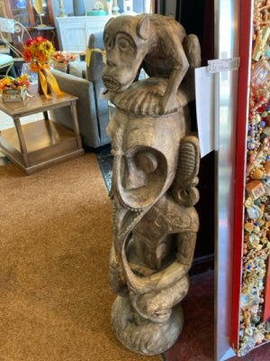 Ethnic Brown Wood Faces As Is Statue