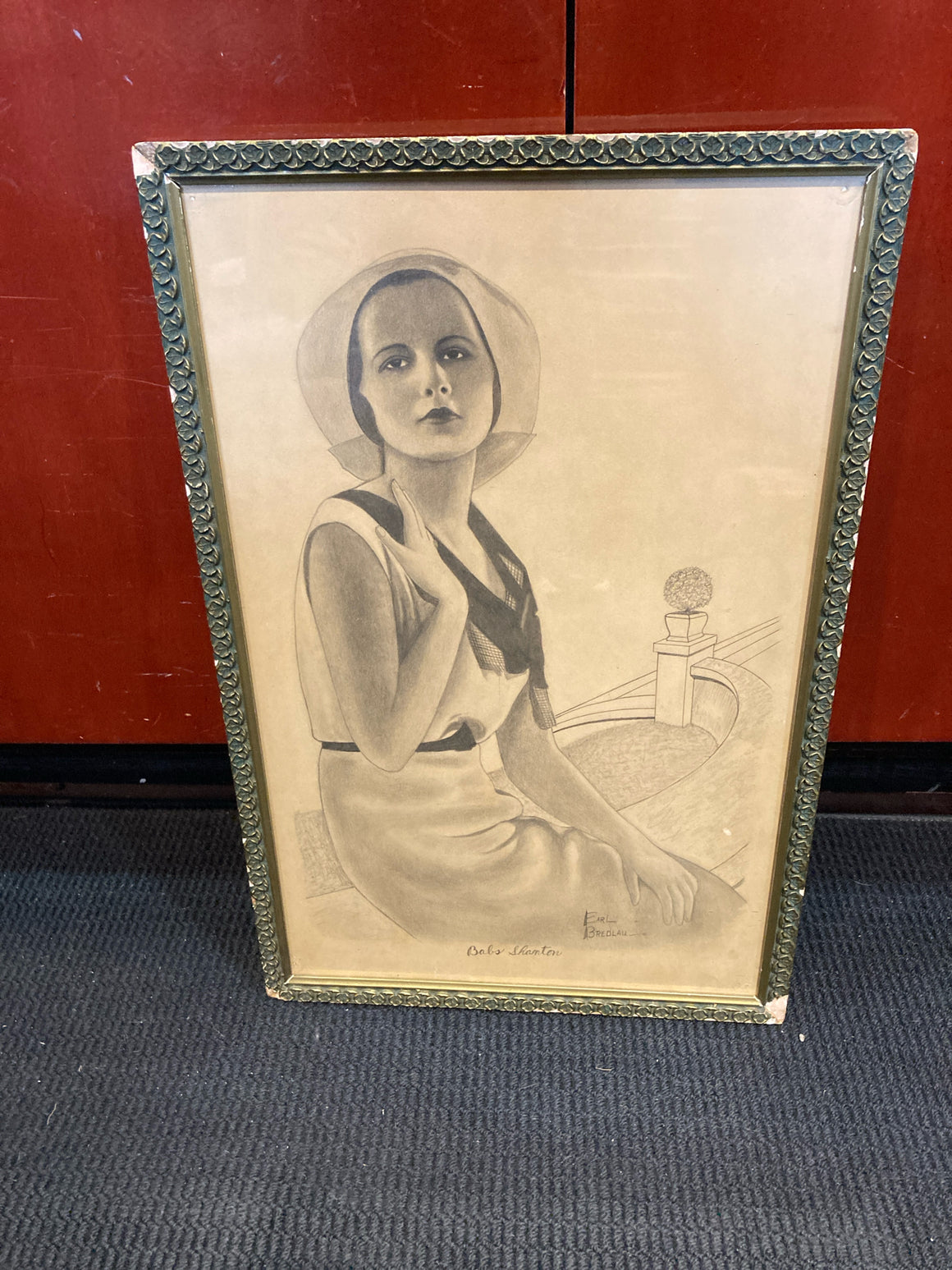 Signed Black/White Woman As Is Framed Art