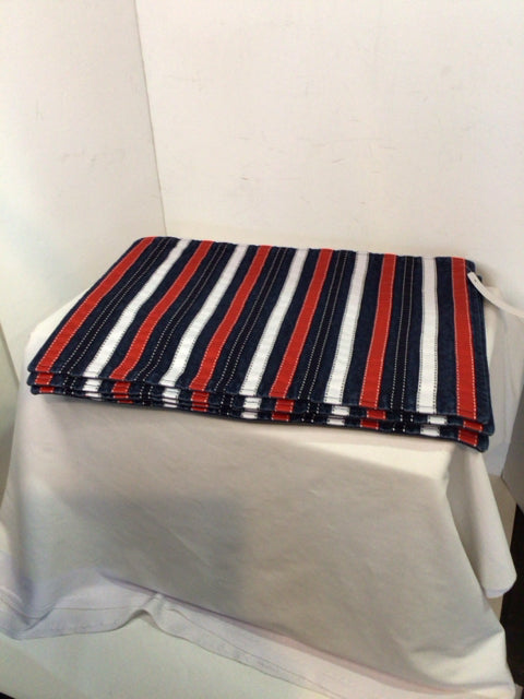 Set of 4 Red/White/Blue Cotton Striped Placemats