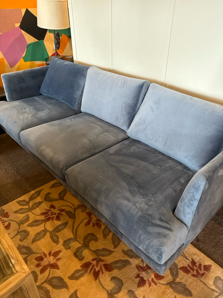 Mid-Century Velvet Blue Sofa/Couch