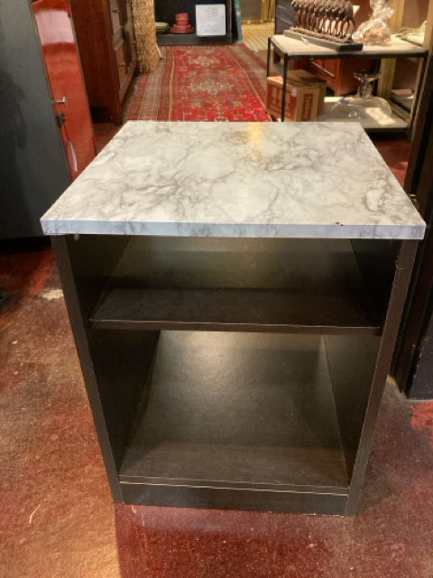Side Wood Black/White Table