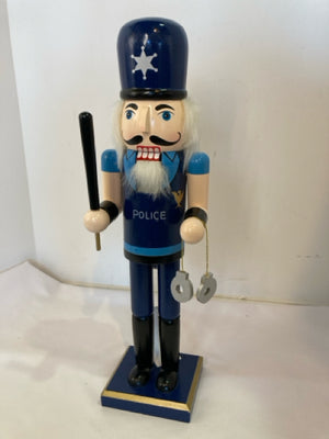 Nutcracker Blue/White Wood Police Holiday Item