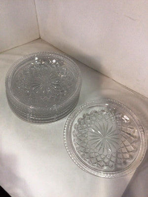 Set of 11 Clear Cut Crystal Plate Set