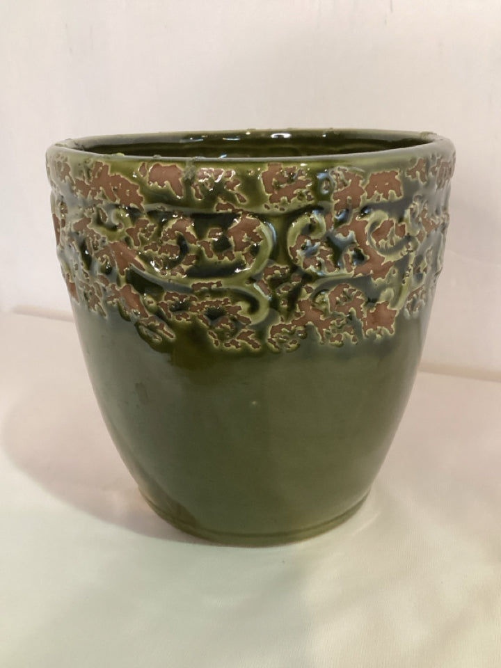 Green Pottery Distressed Planter