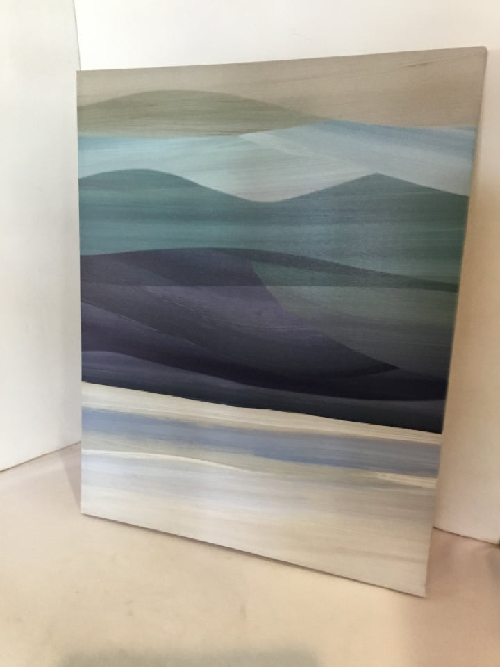 Blue/Green Landscape Stretch Canvas Art