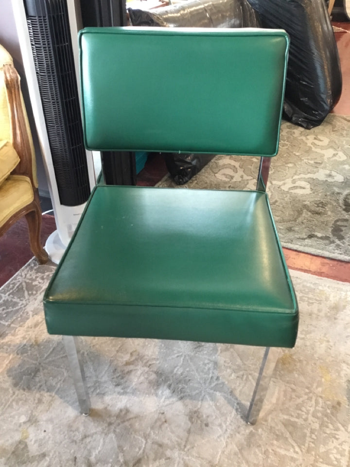 Vintage Office Metal/Vinyl Green Chair