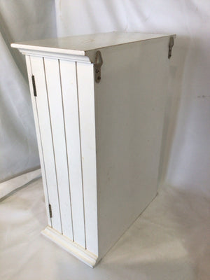 Table Top White Wood/Glass 3 Shelf Glass Door Cabinet