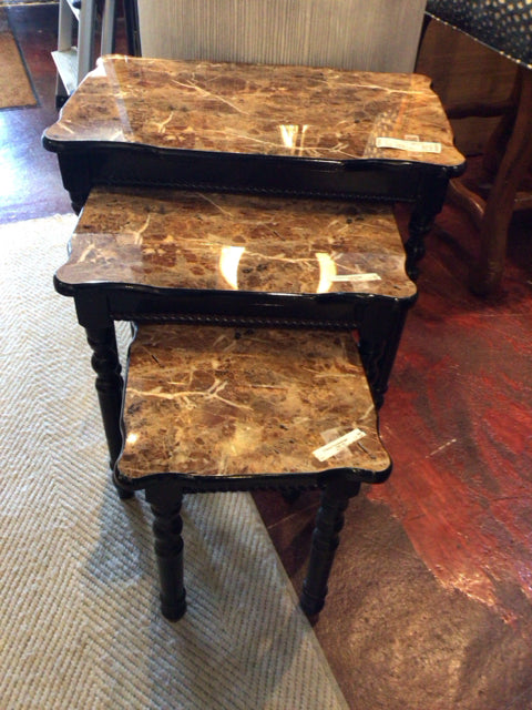 Nesting Wood Set of 3 Black Table