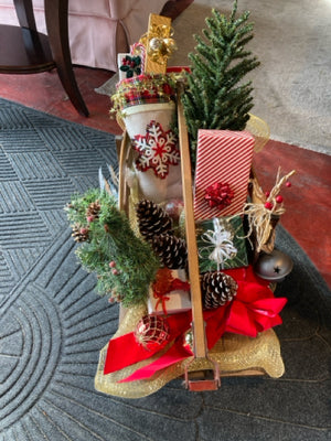 Christmas Multi-Color Wood Sleigh Presents Holiday Item