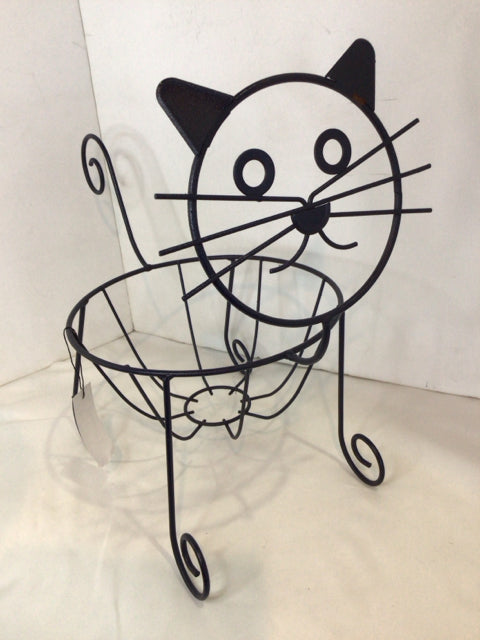 Black Metal Cat Planter