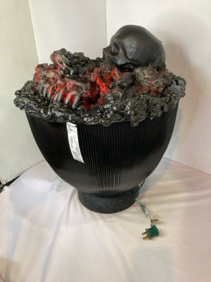 Halloween Black/Red Plastic Cauldron Skull Holiday Item