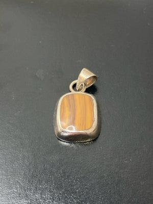 Sterling Silver Gold/Brown Rectangle Enamel Pendant