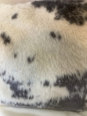 Cream/Gray Faux Fur Pillow
