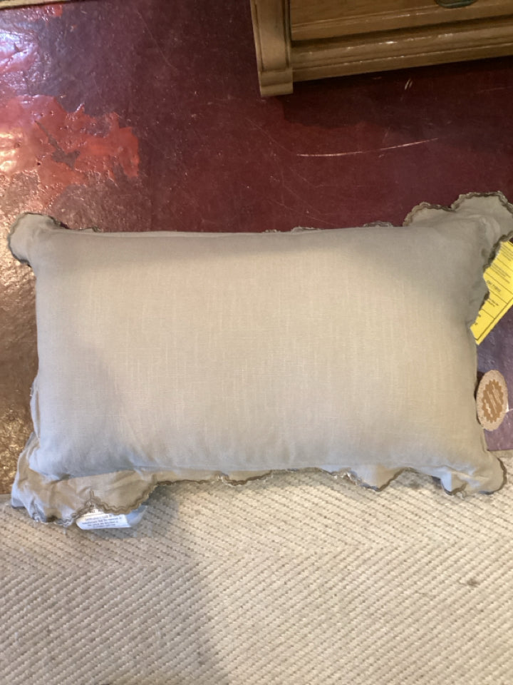 I Design Brown Linen Scalloped Pillow