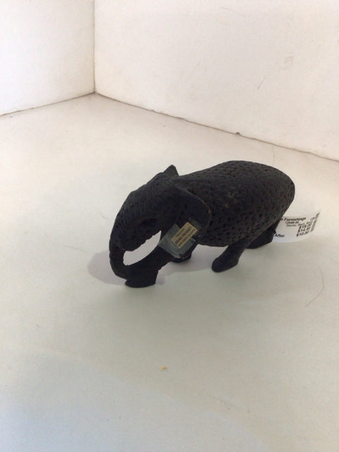 Besmo Black Wood Elephant Carved Figurine