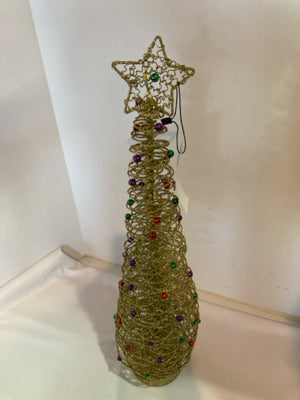 Battery Operated Gold/Multi Wire Glitter Christmas Tree Light up Holiday Item