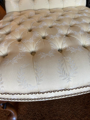 Traditional Tufted Open Arm Cream Chair