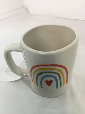 Rae Dunn White Stoneware Rainbow Mug