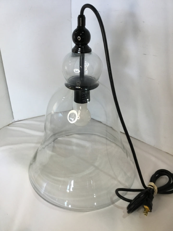 Pendant Glass Bell Clear/Black Light Fixture