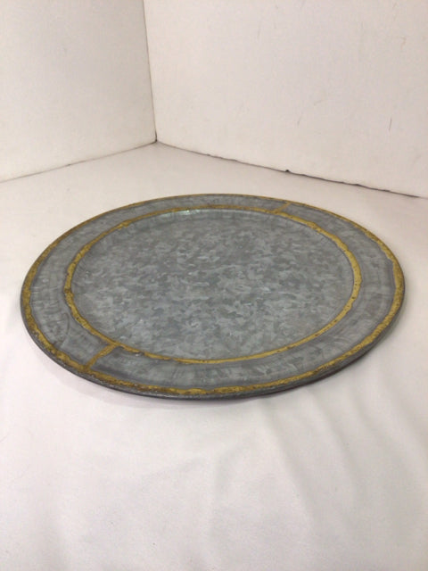 Silver/Gold Galvanized Steel Round Tray