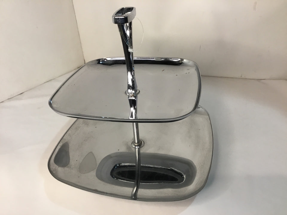Mid Century Tiered Chrome Serving Dish