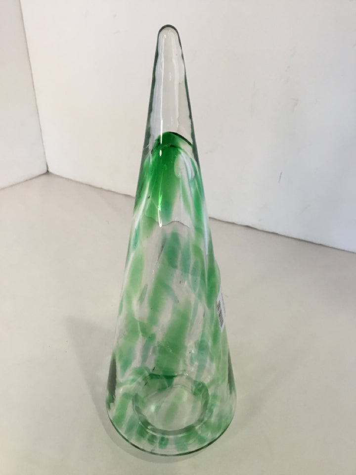 Green Glass Christmas Tree Holiday Item